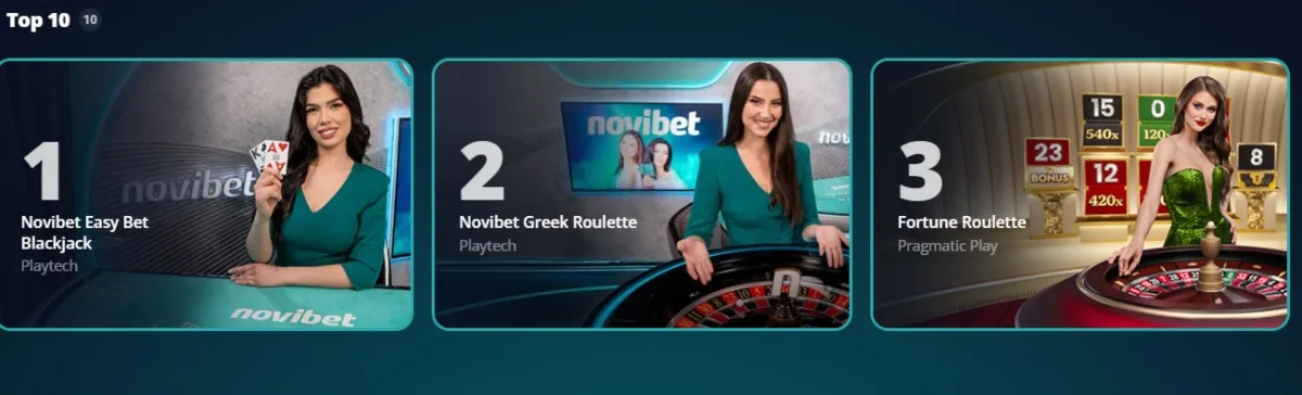 κορυφαία παιχνίδια novibet live casino